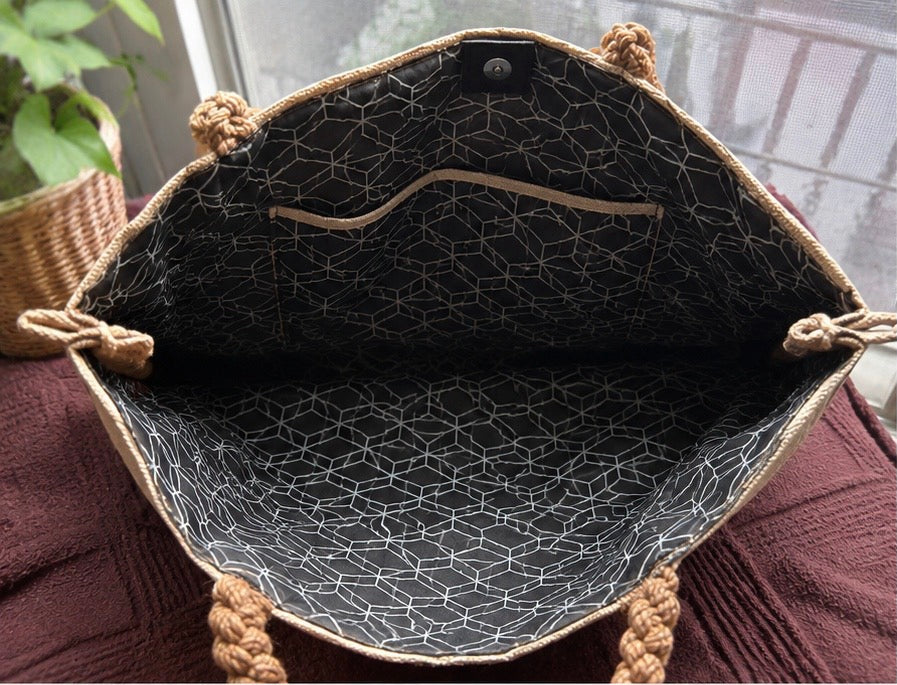 Daisy Floral Jute Bag