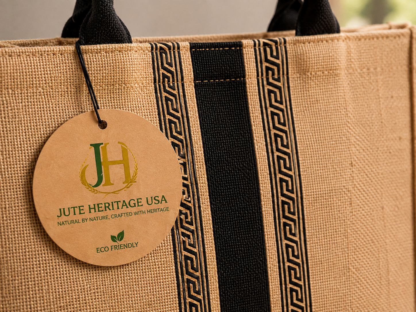 Classic Striped Jute Bag