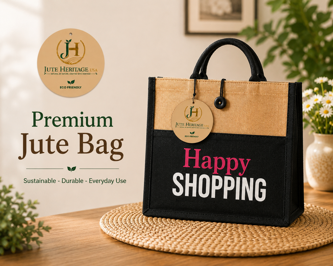 Happy Shopping Jute Bag