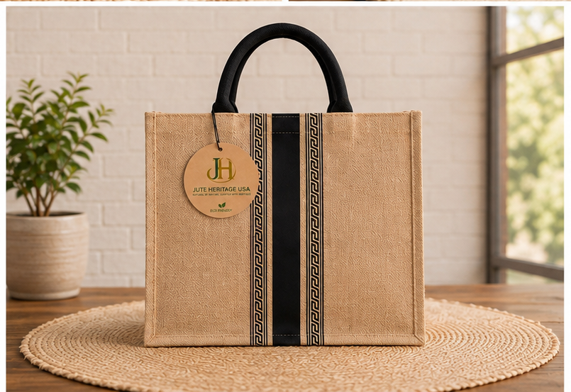 Classic Striped Jute Bag