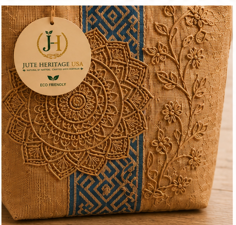 Blue Mandala Floral Jute Bag
